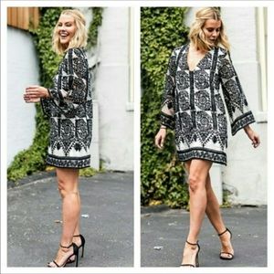 ALICE + OLIVIA embroidered mosaic caftan minidress